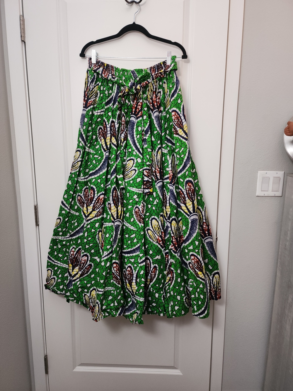 African Print Green Printed Maxi Skirt